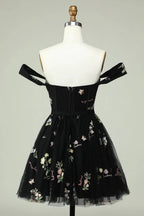 Cute A Line Sweetheart Purple Short Homecoming Dress with Embroidery
