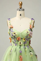 Champagne A Line Spaghetti Straps Short Homecoming Dress with Appliques
