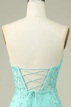 Bodycon Light Green Sweetheart Corset Short Homecoming Dress with Appliques