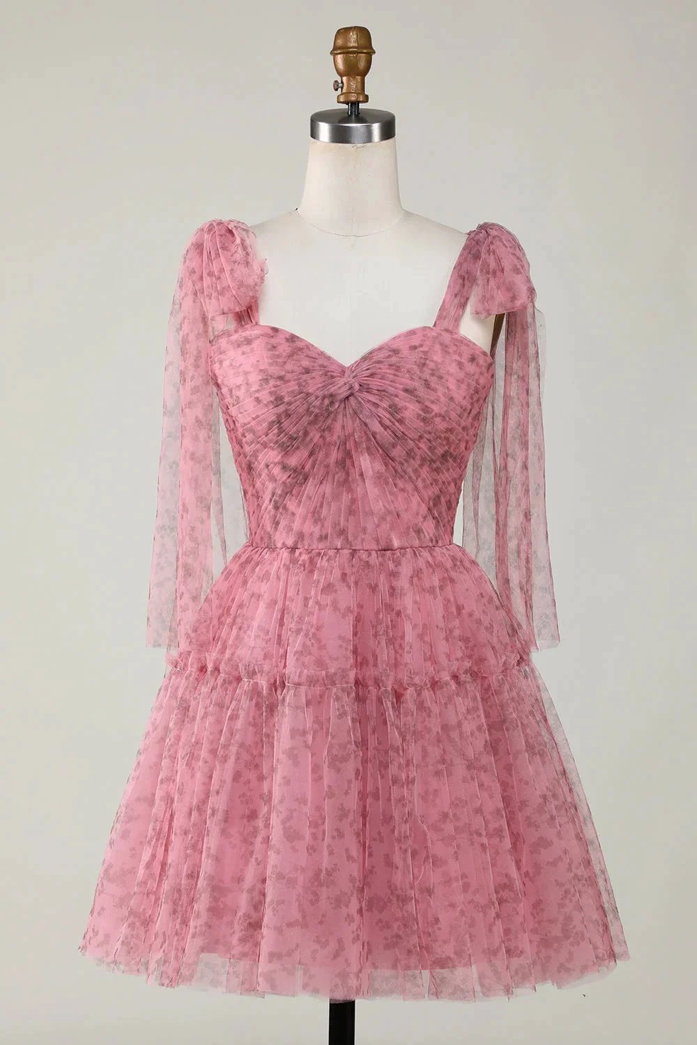 Blush A-Line PrintedShort Tulle Homecoming Dress