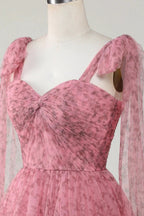 Blush A-Line PrintedShort Tulle Homecoming Dress
