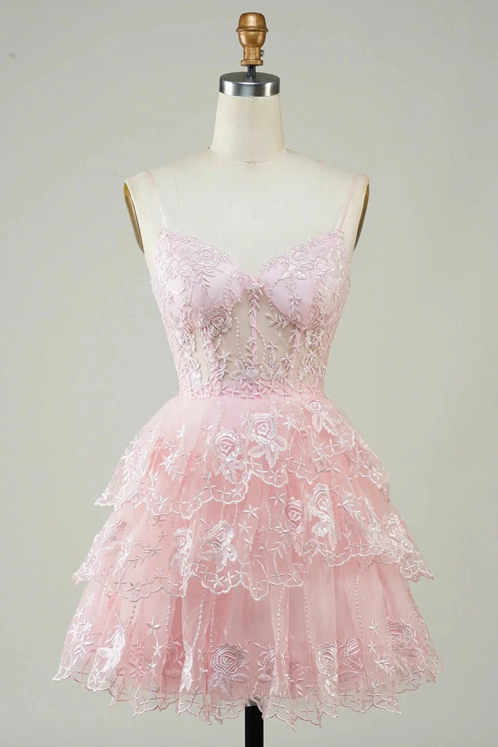 Cute Black A Line Sparkly Sequin Tiered Corset Short Homecoming Dress