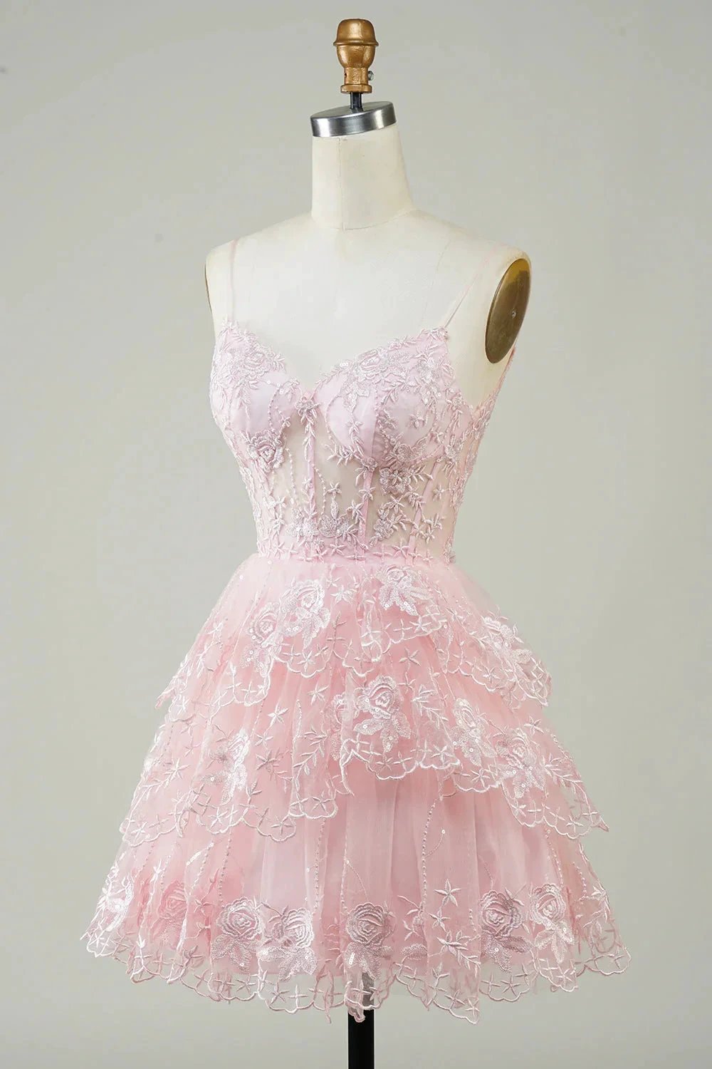 Cute Black A Line Sparkly Sequin Tiered Corset Short Homecoming Dress