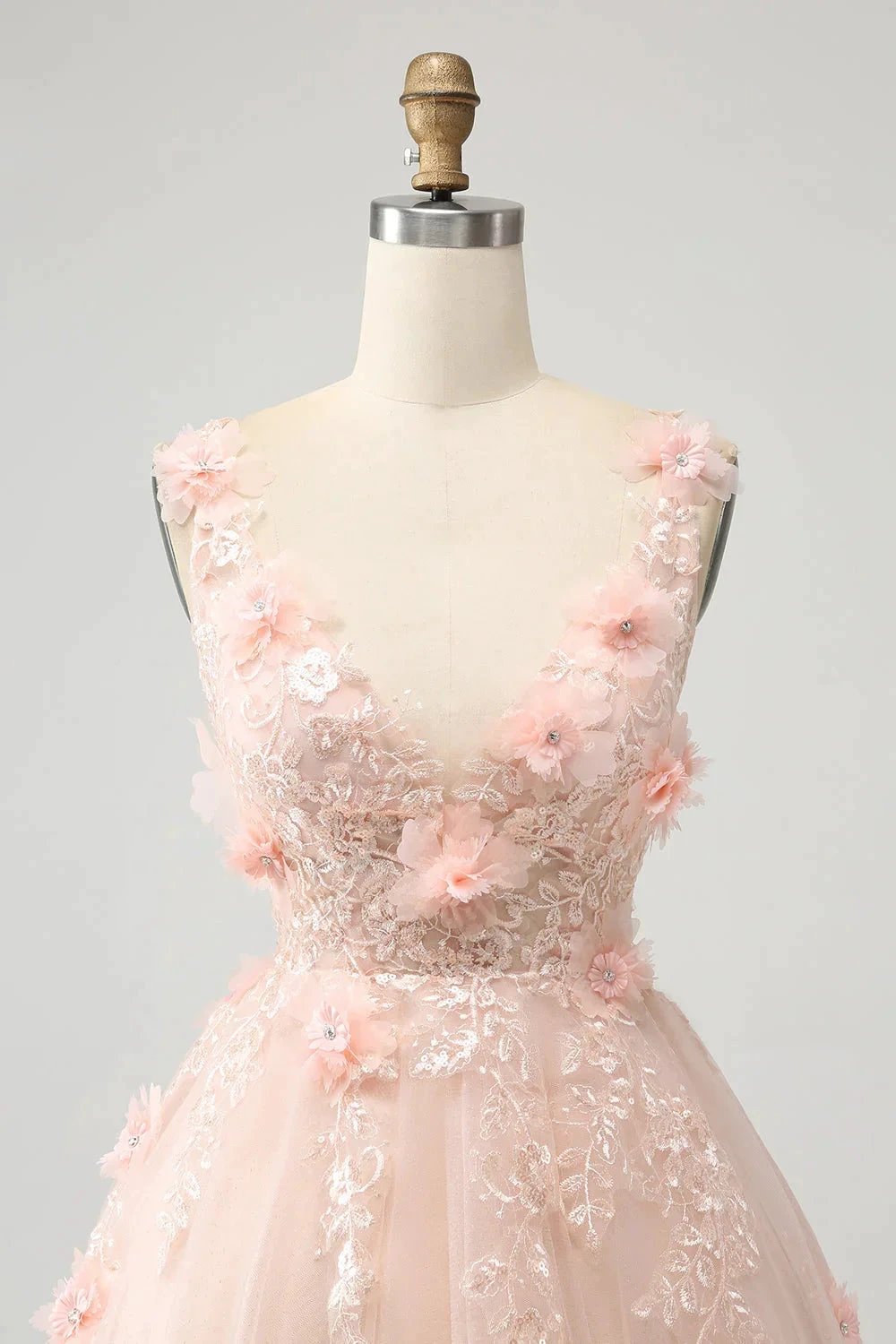 Cute Blush A Line V Neck Sequin Corset Short Homecoming Dress with Appliques