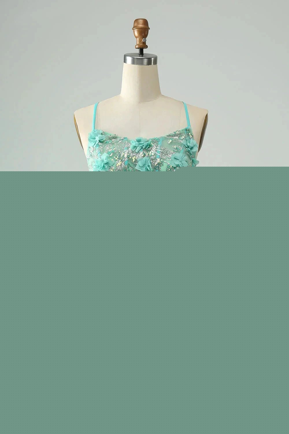 Cute Green A Line Spaghetti Straps Corset Short Homecoming Dress with Appliques