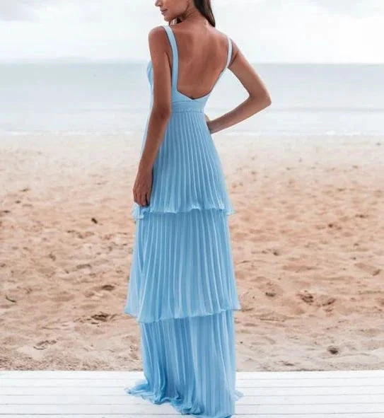 Charming Blue Prom Dress Long Evening Dress Y6363