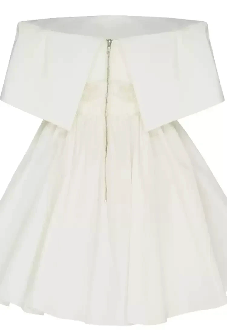 White Off the Shoulder Mini Homecoming Dresses A-line Dresses S4014