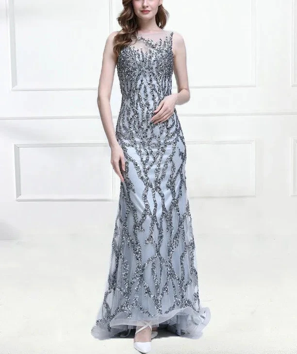 Incredible Luxury Gray O Neck Sexy Mermaid Formal Evening Dress Y6670