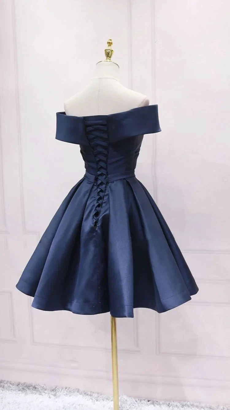 Simple Navy Blue Short Homecoming Dress Ruffle Mini Party Gowns Custom Made Women Party Gowns Short Graduation Dress Y2123