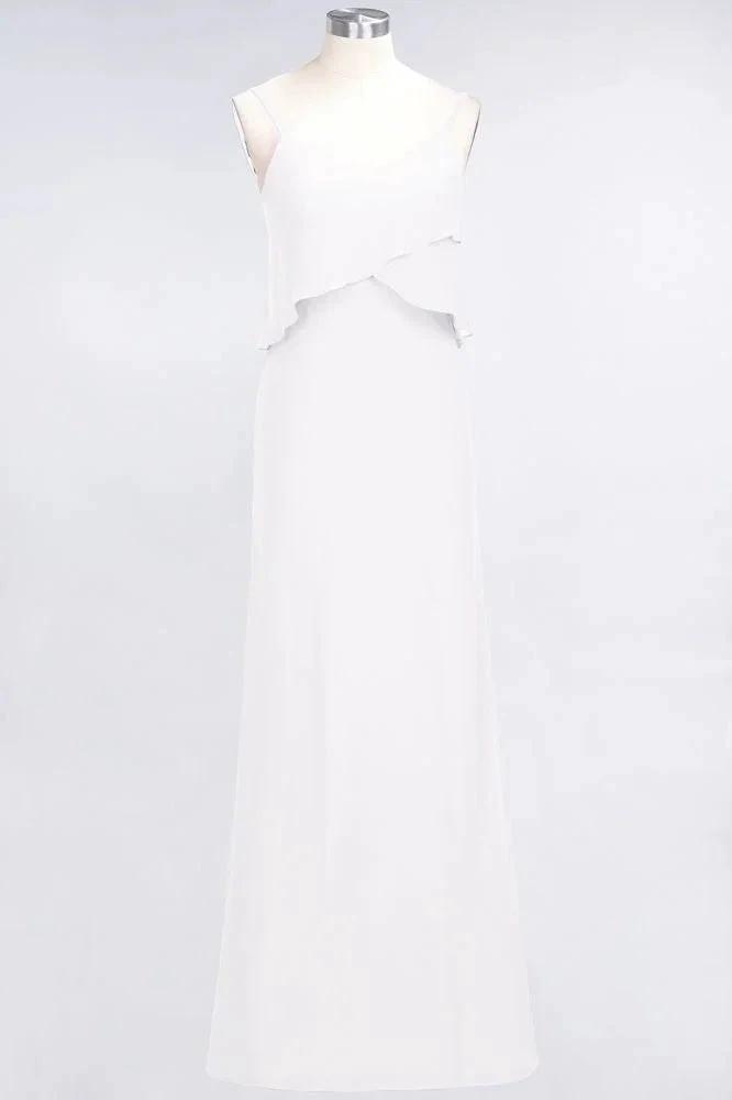 A-Line Chiffon Spaghetti V-Neck Bridesmaid Dress Sleeveless Maid of Honor Dress