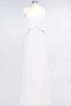 A-Line Chiffon Spaghetti V-Neck Bridesmaid Dress Sleeveless Maid of Honor Dress
