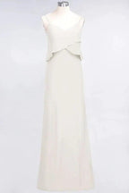 A-Line Chiffon Spaghetti V-Neck Bridesmaid Dress Sleeveless Maid of Honor Dress