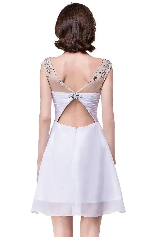 A-line Crystal Jewel Chiffon Party Dress