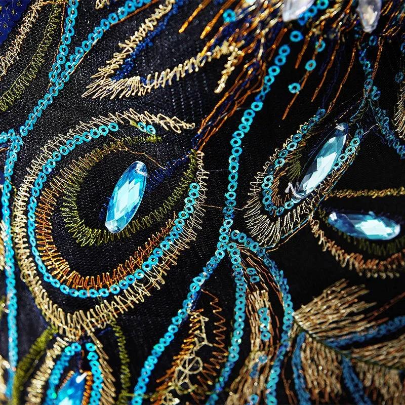 A-line Embroidery Strapless Tulle Prom Dress
