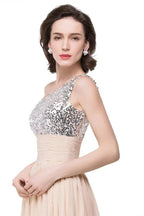 A-line Floor-length Chiffon Evening Dress with Sequined