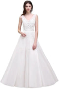 A-line Floor-length Tulle Bridesmaid Dress with Appliques
