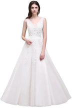 A-line Floor-length Tulle Bridesmaid Dress with Appliques
