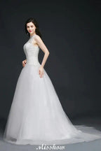 A-line High Neck Delicate Wedding Dress