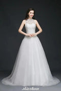 A-line High Neck Delicate Wedding Dress