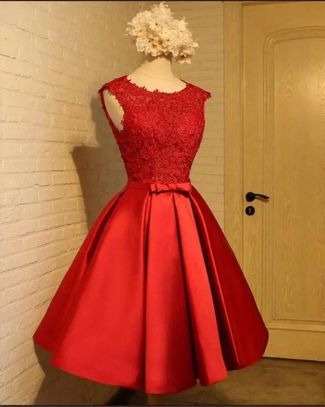A-line Homecoming Dress Chic Red Short Prom Dress Party Dress PD388