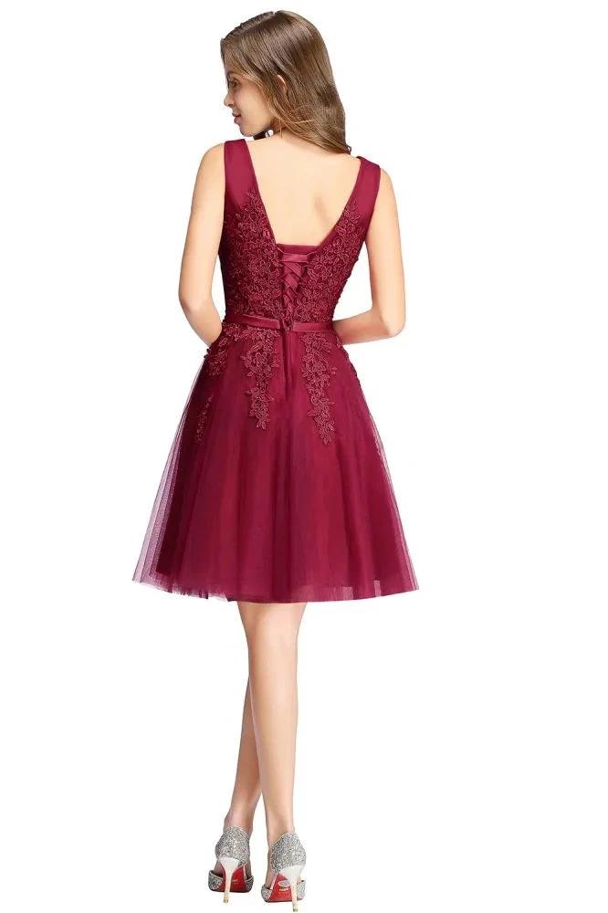 A-line Knee-length Tulle Prom Dress with Appliques