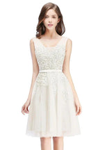 A-line Knee-length Tulle Prom Dress with Appliques