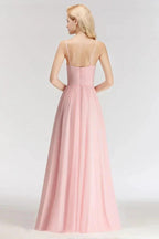 A-line Long Sweetheart Spaghetti Sleeveless Bridesmaid Dress