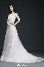 A-line Off-The-Shoulder Tulle Glamorous Wedding Dresses with Lace