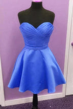 A-line Satin Sweetheart Simple Homecoming Dresses Short Prom Dress  PD277