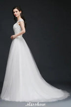 A-line Scoop Court Train Tulle Glamorous Wedding Dresses with Sash