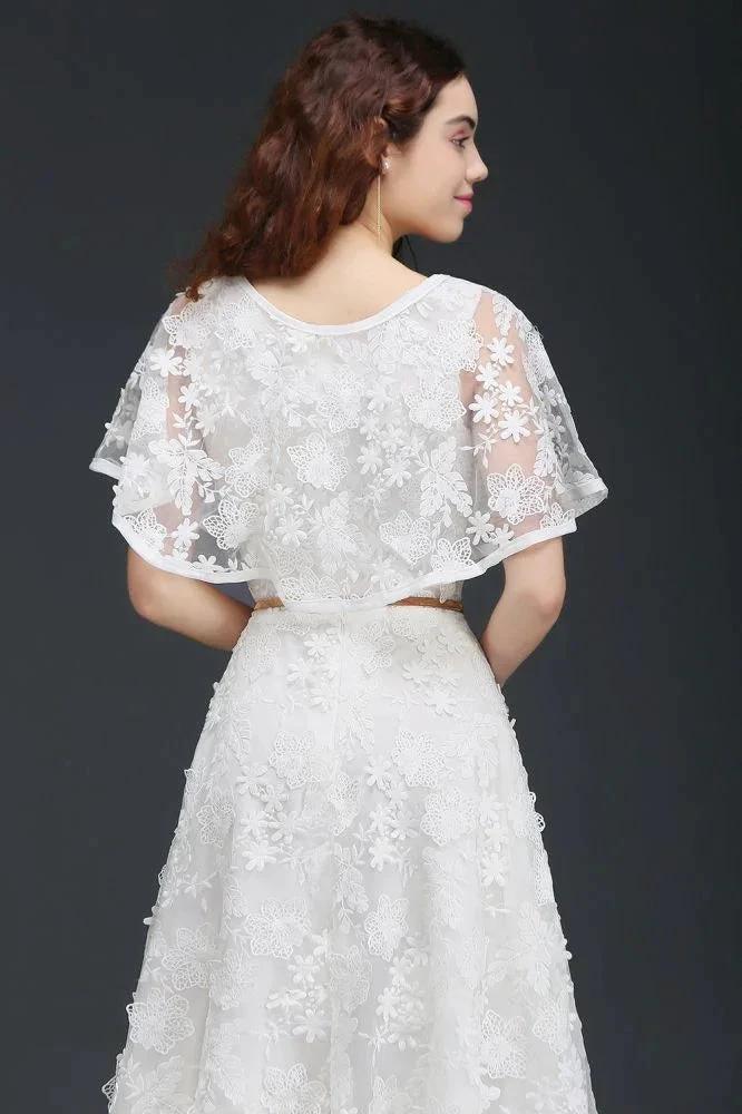 A-line Short Lace Crystal Homecoming Dress