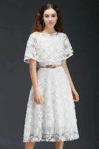 A-line Short Lace Crystal Homecoming Dress