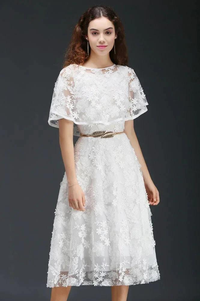A-line Short Lace Crystal Homecoming Dress