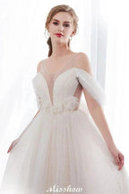 A-line Sleeveless Floor Length Lace Ivory Wedding Dress