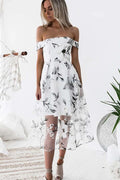 A-line  Sleeveless Off The Shoulder Unique Tulle Homecoming Dresses PD014