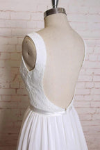 A-line Straps Court Train Chiffon Appliques Backless Wedding Dresses  WD172