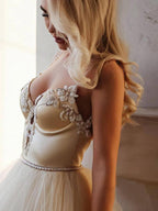 A-line  Straps Floor length Beading Wedding Dress Long Prom Dress WD538