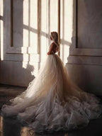 A-line  Straps Floor length Beading Wedding Dress Long Prom Dress WD538