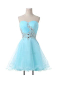A-Line Sweetheart Appliques Beading Lace-Up Homecoming Dress PG083