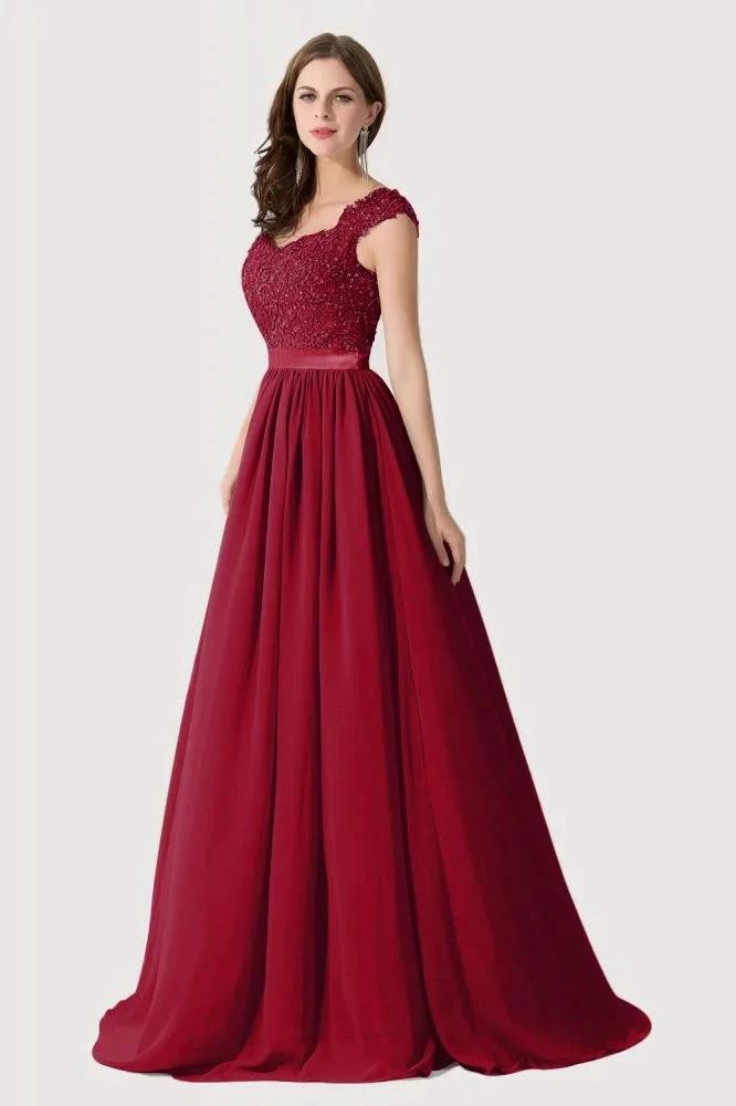 A-line V Neck Chiffon Bridesmaid Dress with Appliques