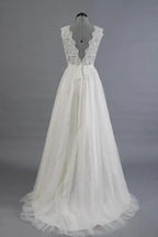 A-line V-Neck Sashes Appliques Beach Wedding Dress  WD170