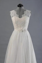 A-line V-Neck Sashes Appliques Beach Wedding Dress  WD170