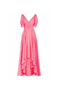 A-line V-neck Short Sleeves Floor Length Chiffon Bridesmaid Dress BD014