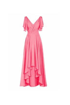A-line V-neck Short Sleeves Floor Length Chiffon Bridesmaid Dress BD014