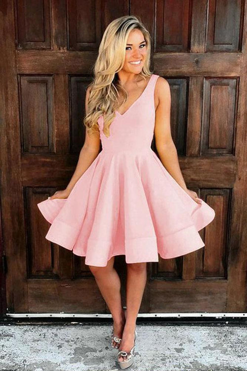 A-line Yellow Satin Short Prom Dress Homecoming Dress Short Prom Dresses PG113