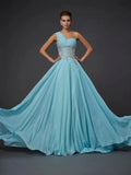 A-Line/Elegant One-Shoulder Sleeveless Ruffles Long Chiffon Prom Dresses