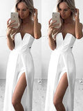 A-Line/Elegant Sleeveless Strapless Floor-Length Stretch Crepe Ruched Prom Dresses