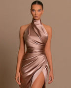 High Slit Halter Sleeveless Mermaid Prom Dress