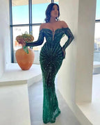 Elegant Green Wedding Dresses Luxurious Beaded Reception Dress Y28