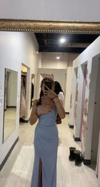 Beautiful Blue Shimmery Grade 8 grad dress, Blue Evening Dress Y1857